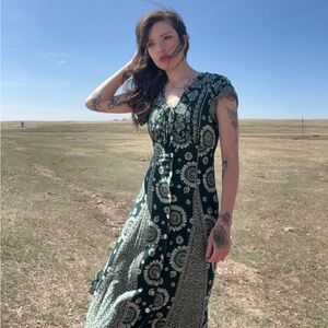 Vintage Green Floral Dress